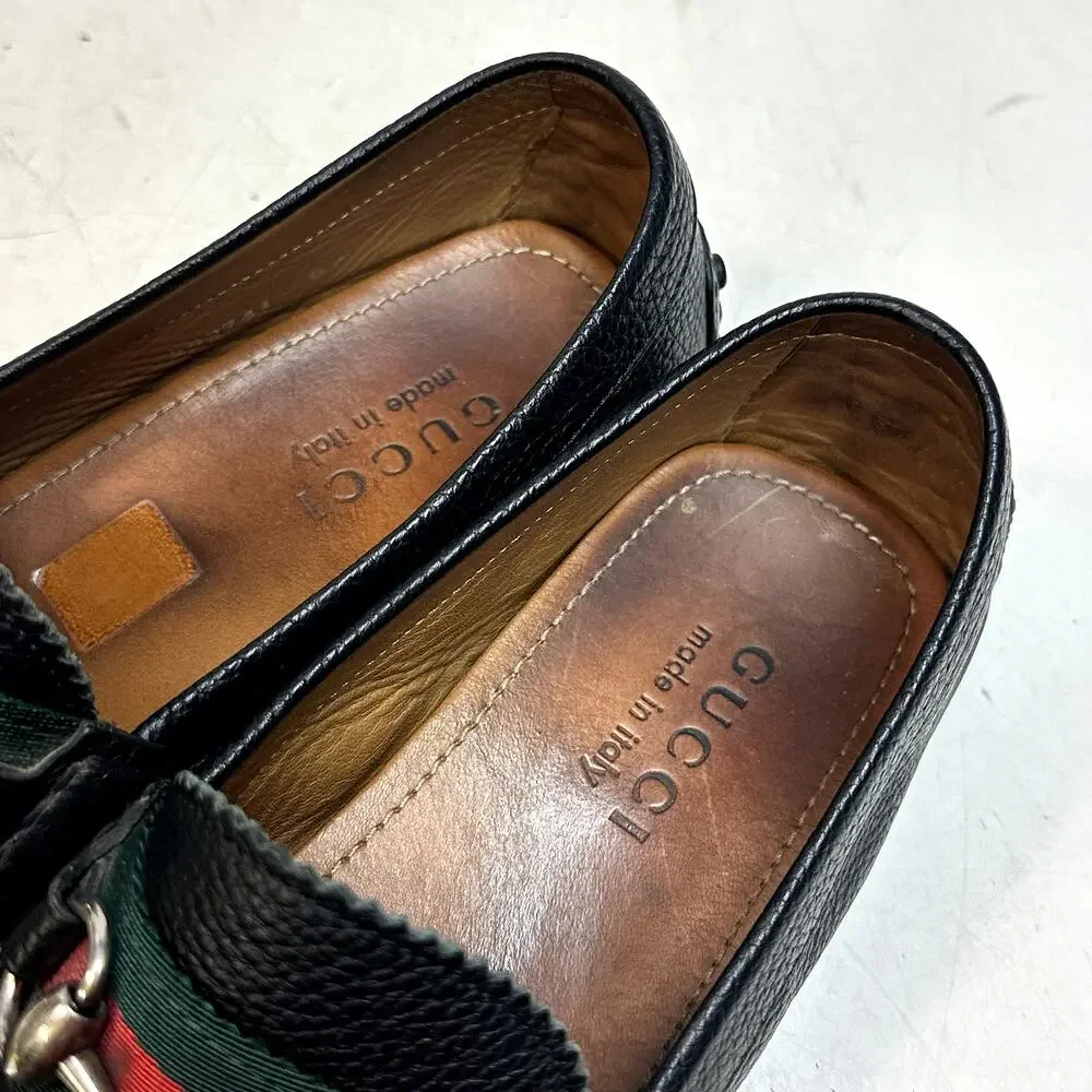 GUC Gucci Horsebit Driver Loafers Ayrton Quentin Green Red Made in Italy US 7.5